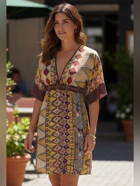 NWOT Beautiful 100% Silk Colorful Dress